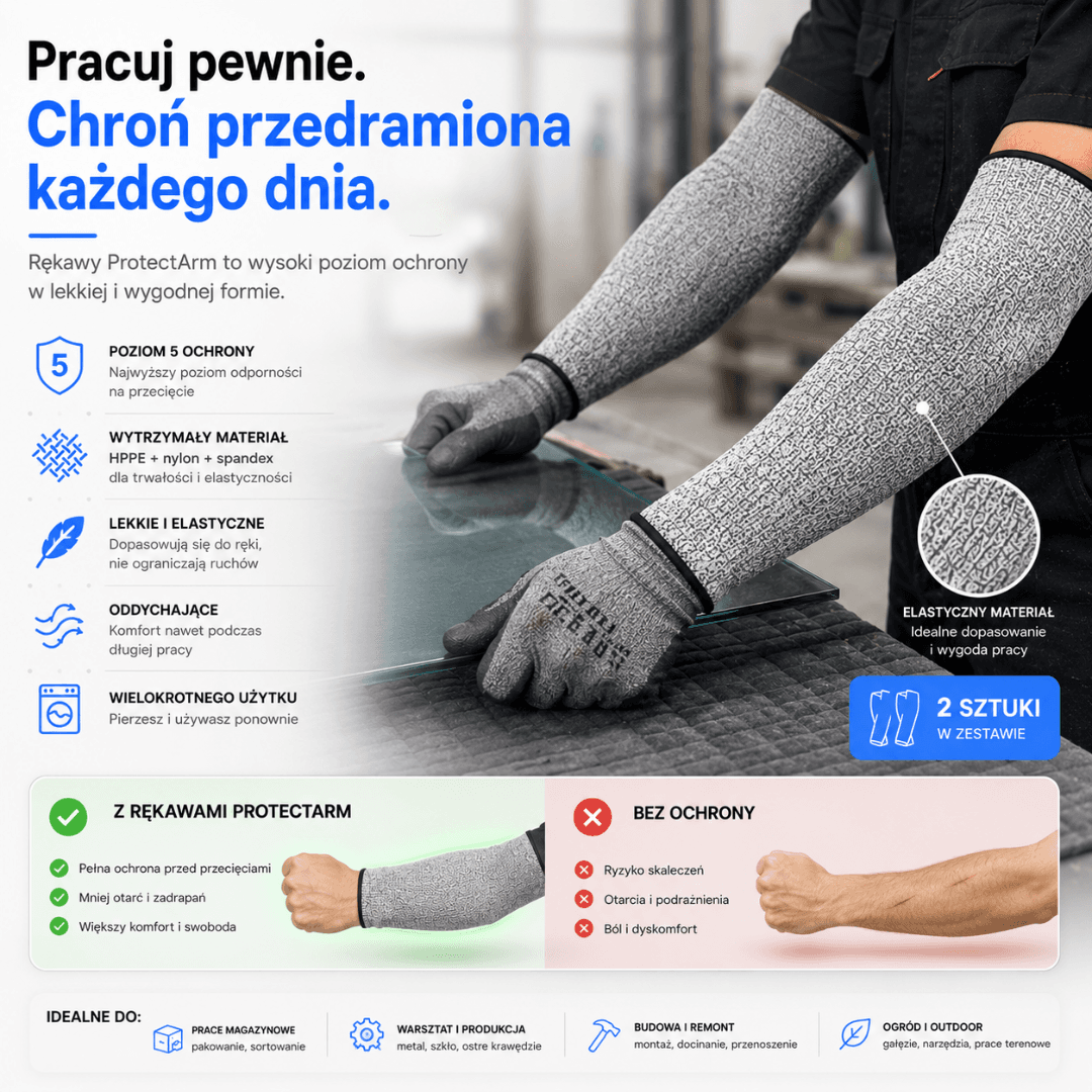 ProtectArm - Rękawy Ochronne na Przecięcia, Otarcia i Zadrapania (2 sztuki)
