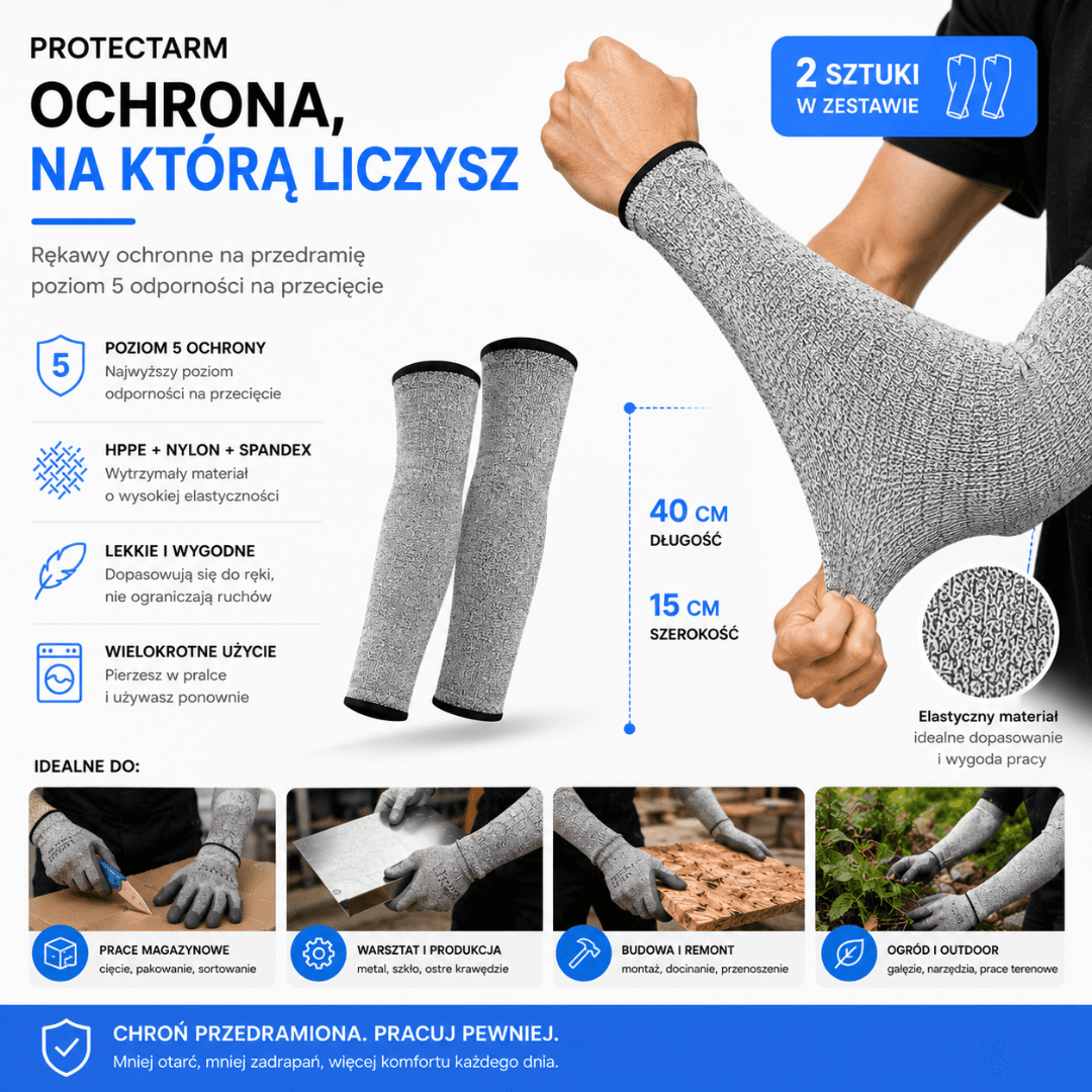 ProtectArm - Rękawy Ochronne na Przecięcia, Otarcia i Zadrapania (2 sztuki)