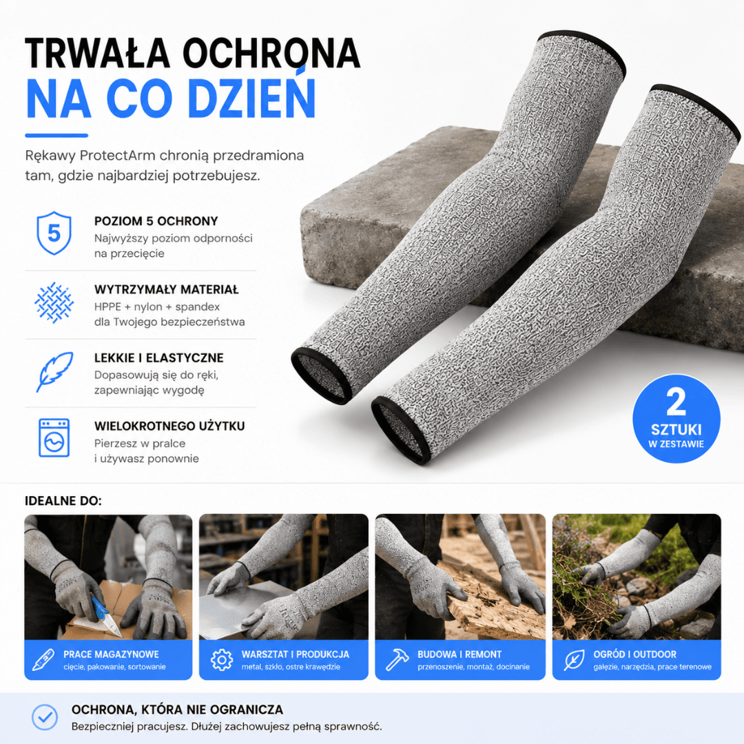 ProtectArm - Rękawy Ochronne na Przecięcia, Otarcia i Zadrapania (2 sztuki)