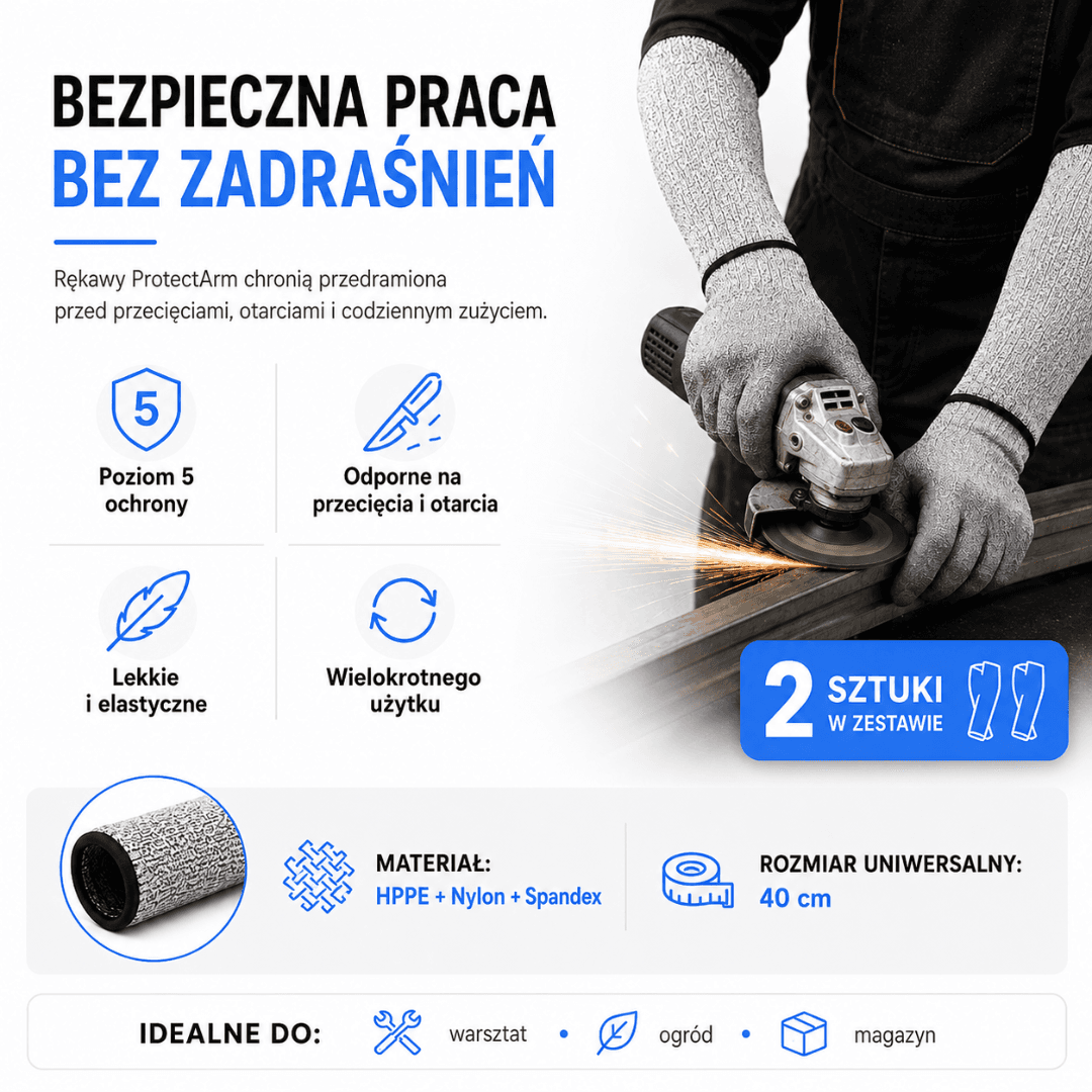 ProtectArm - Rękawy Ochronne na Przecięcia, Otarcia i Zadrapania (2 sztuki)