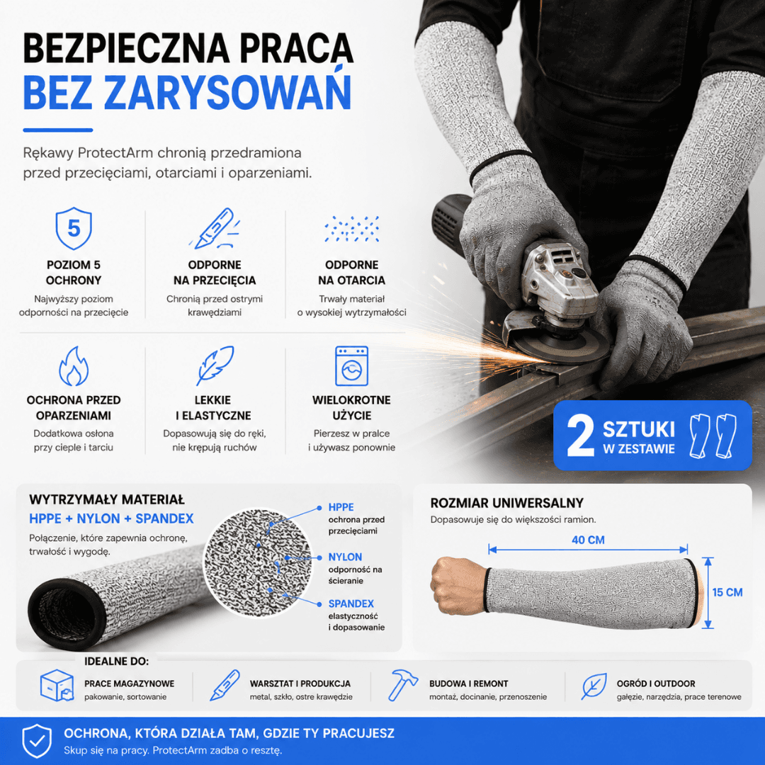 ProtectArm - Rękawy Ochronne na Przecięcia, Otarcia i Zadrapania (2 sztuki)
